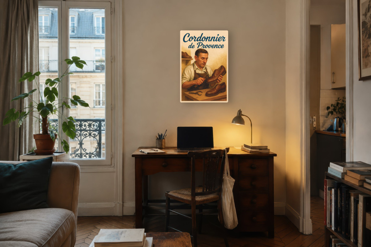 V04-11, Affiche vintage métiers anciens - Cordonnier de Provence