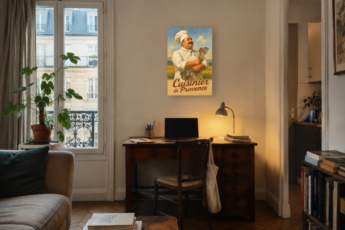 V04-11, Affiche vintage métiers anciens - Cuisinier de Provence