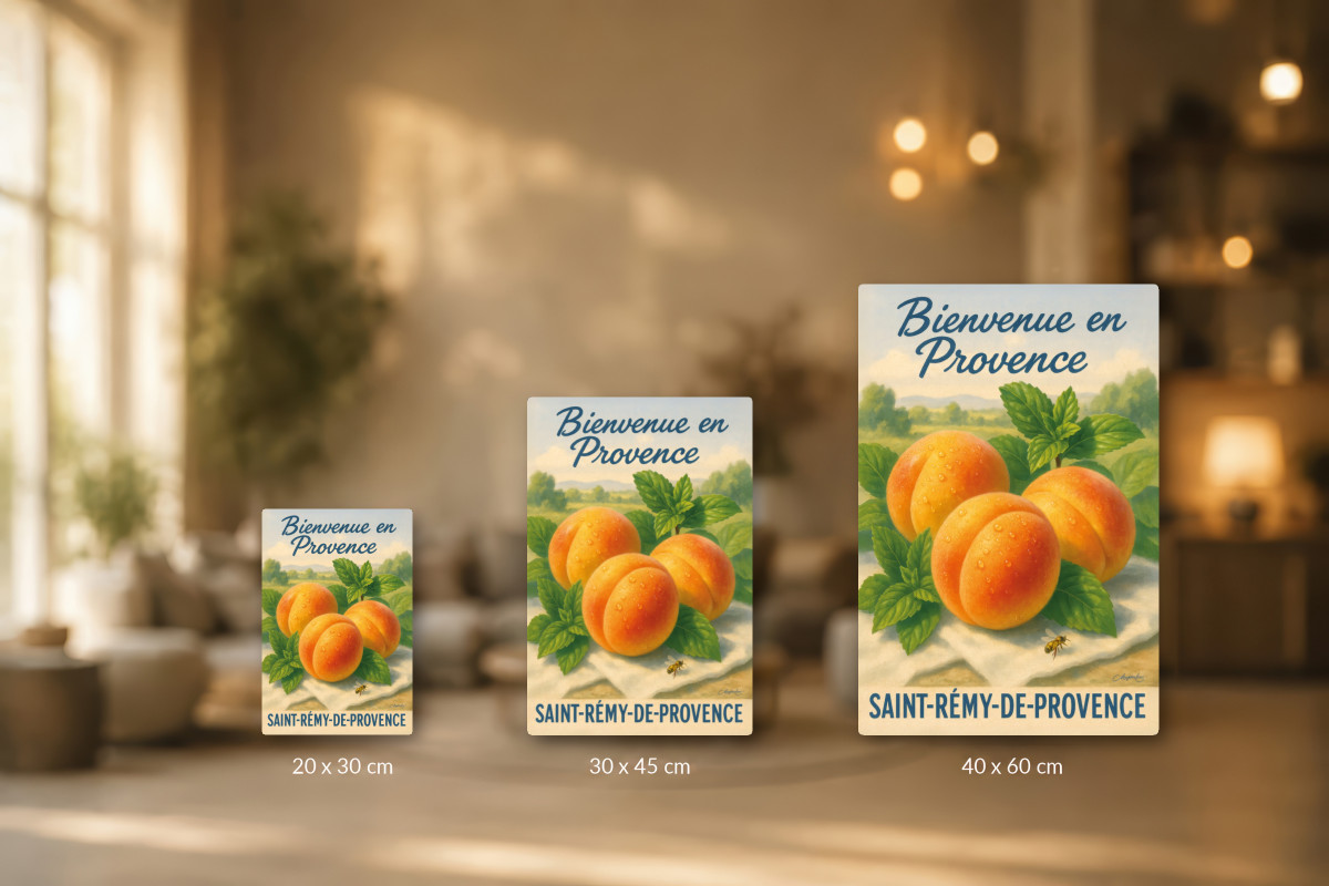 Collection 40x60, Affiche vintage botanique - Chaleur d’été - Abricot au parfum du Sud