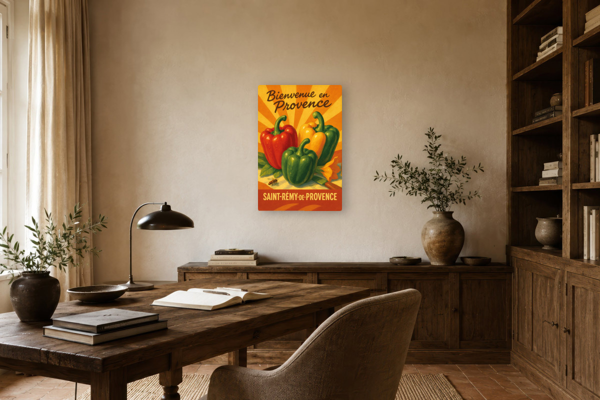 V01-04, Affiche vintage botanique - Poivrons de Provence - Couleurs du Midi