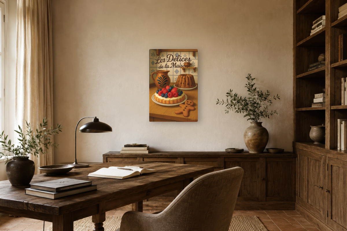 V01-04, Affiche vintage gourmandise - Les délices de la maison