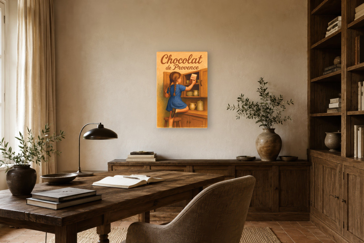 V01-04, Affiche vintage gourmandise - Chocolat de Provence - L’envie gourmande