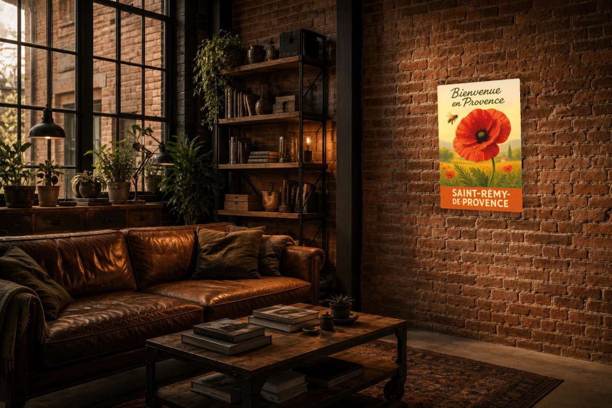 V02-08, Affiche vintage botanique - Matin rouge - Coquelicot en Provence