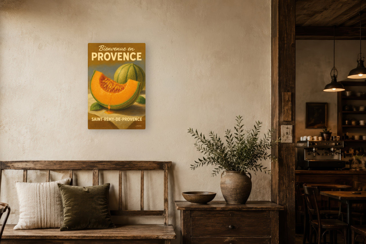 V01-05, Affiche vintage botanique - Melon de Saint-Rémy - Chair d’Été