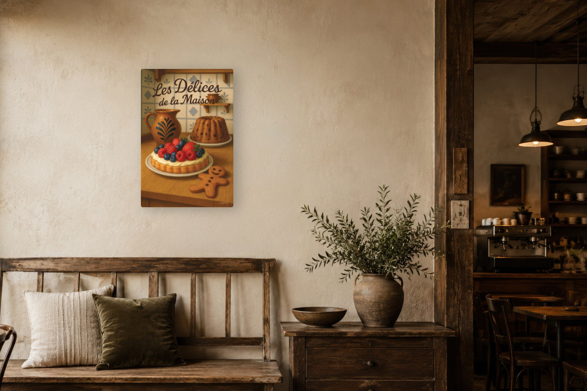 V01-05, Affiche vintage gourmandise - Les délices de la maison