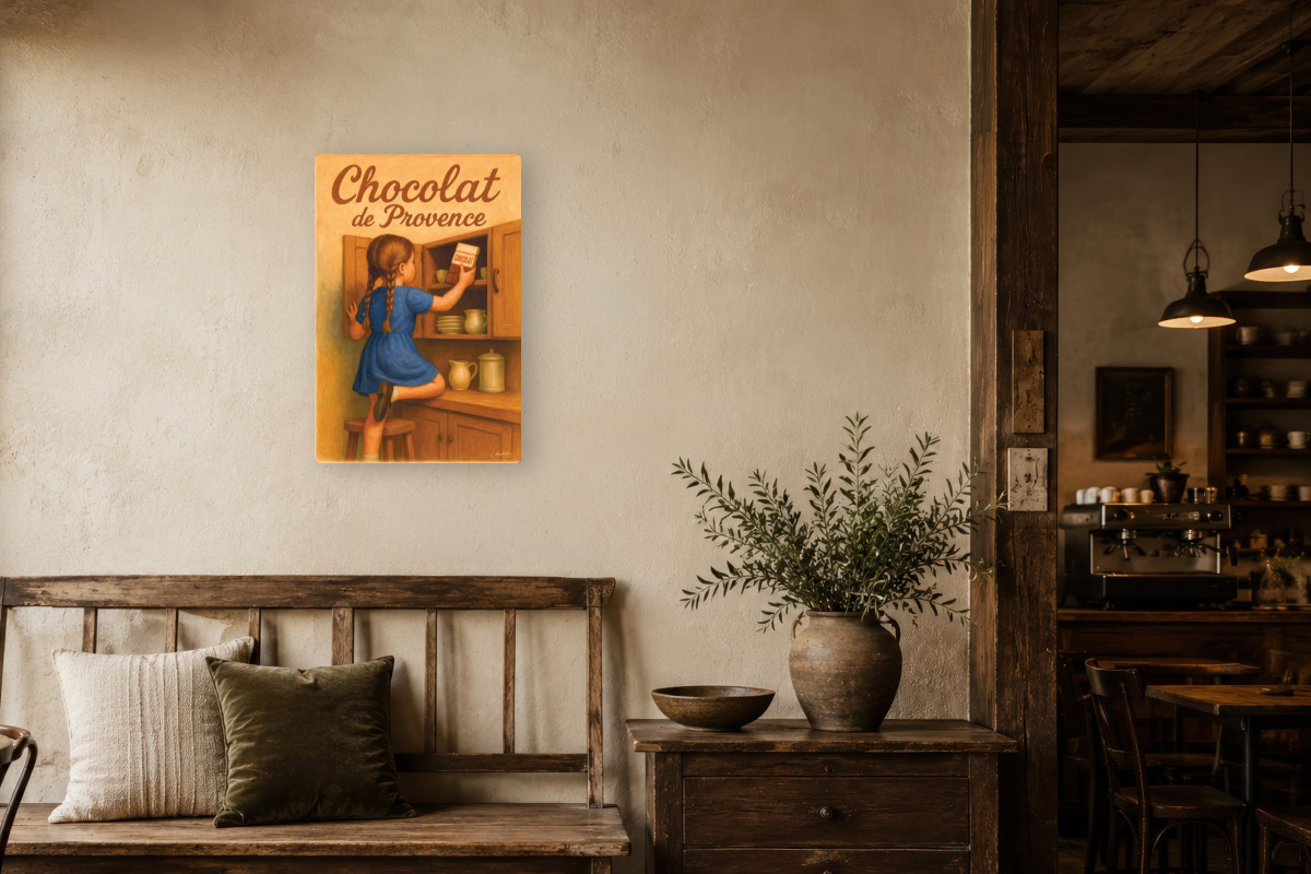 V01-05, Affiche vintage gourmandise - Chocolat de Provence - L’envie gourmande