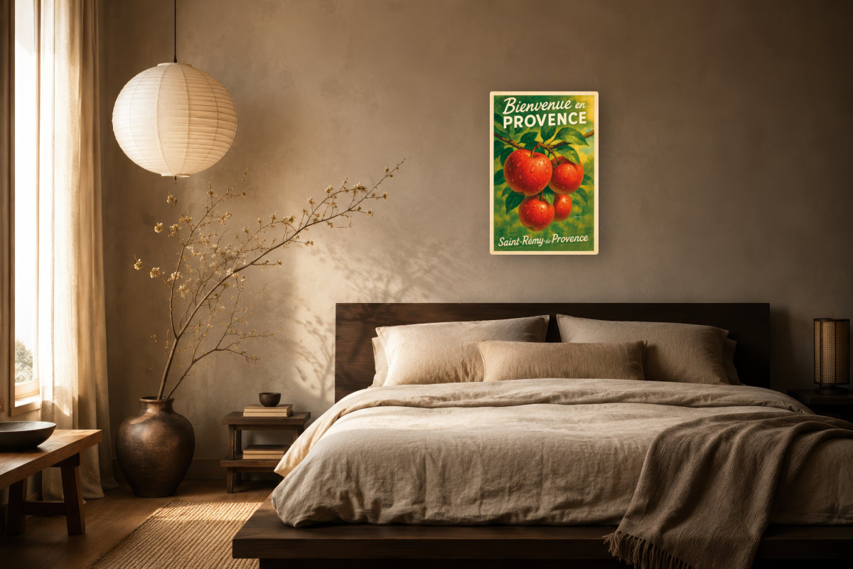V03-14, Affiche vintage botanique - Pommes d’automne - Rouge des vergers provençaux