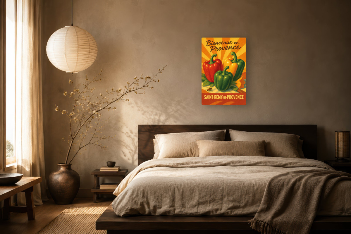 V03-14, Affiche vintage botanique - Poivrons de Provence - Couleurs du Midi
