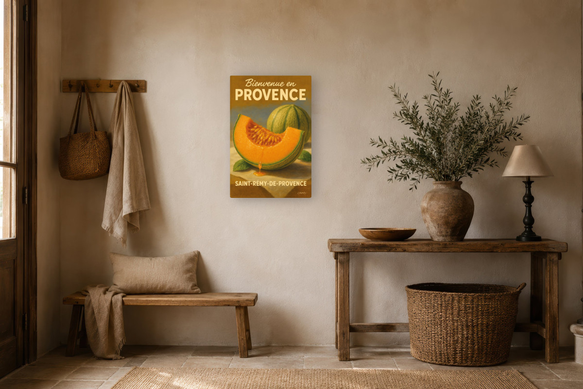 V01-03, Affiche vintage botanique - Melon de Saint-Rémy - Chair d’Été