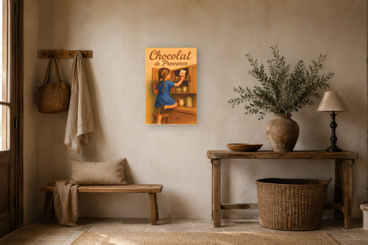 V01-03, Affiche vintage gourmandise - Chocolat de Provence - L’envie gourmande