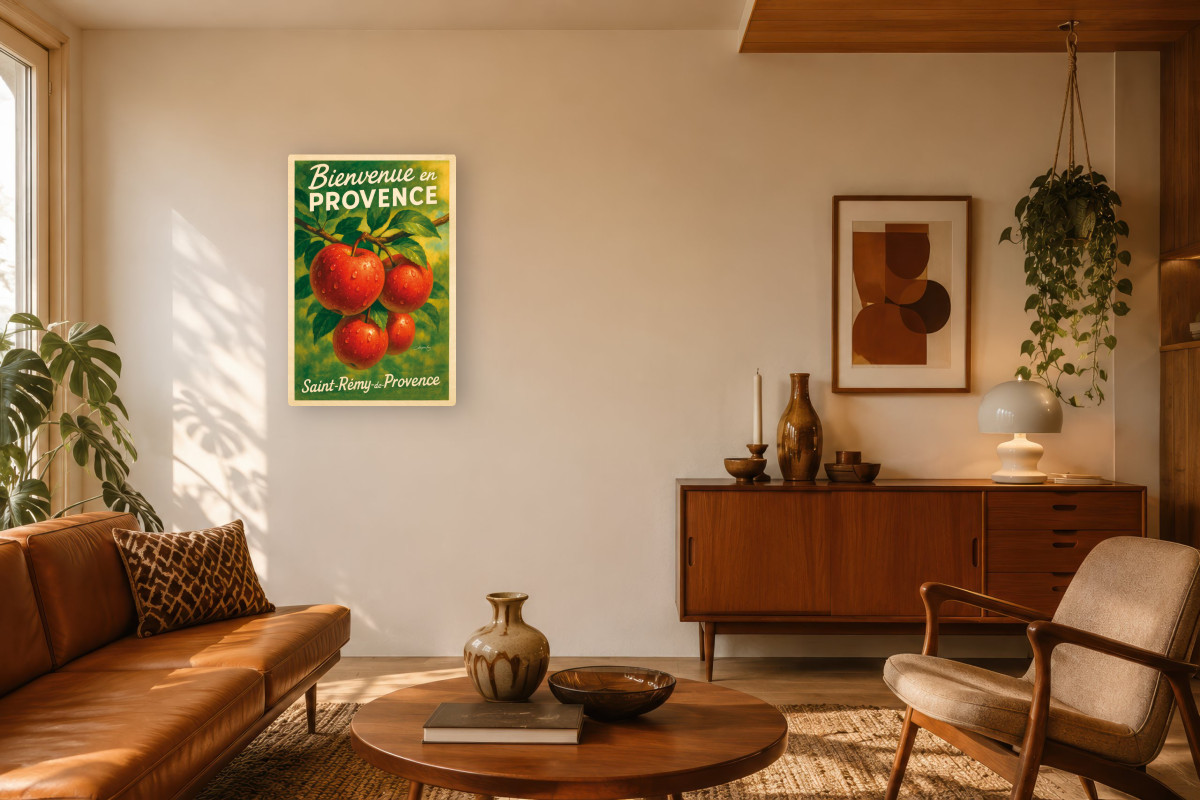 V03-04, Affiche vintage botanique - Pommes d’automne - Rouge des vergers provençaux