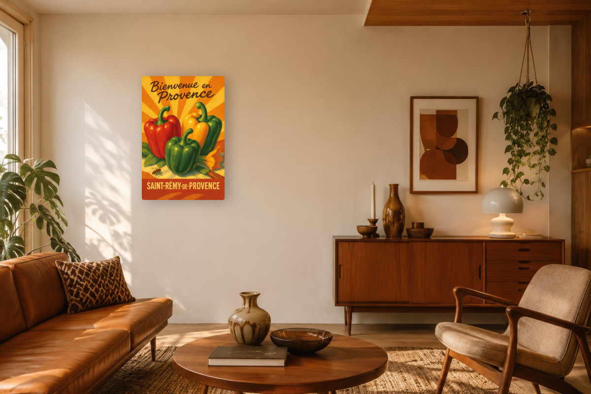V03-04, Affiche vintage botanique - Poivrons de Provence - Couleurs du Midi