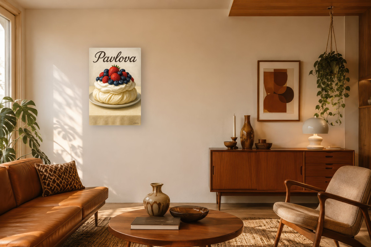 V03-04, Affiche vintage gourmandise - Pavlova - Le ballet des saveurs