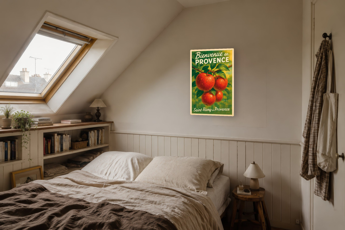 V04-08, Affiche vintage botanique - Pommes d’automne - Rouge des vergers provençaux