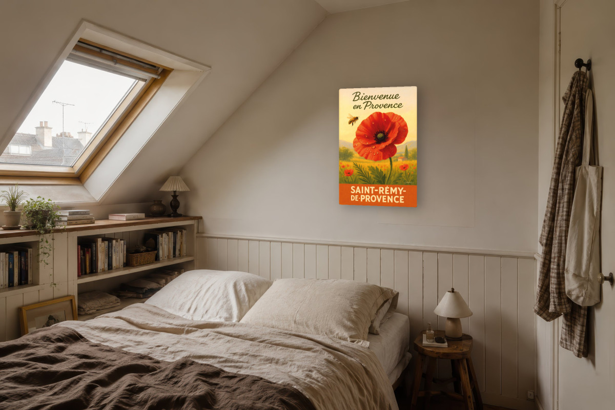 V04-08, Affiche vintage botanique - Matin rouge - Coquelicot en Provence
