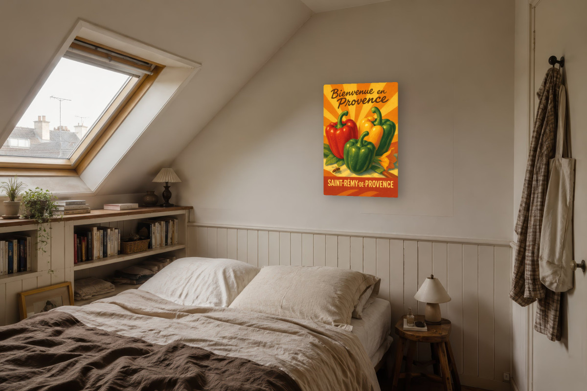 V04-08, Affiche vintage botanique - Poivrons de Provence - Couleurs du Midi