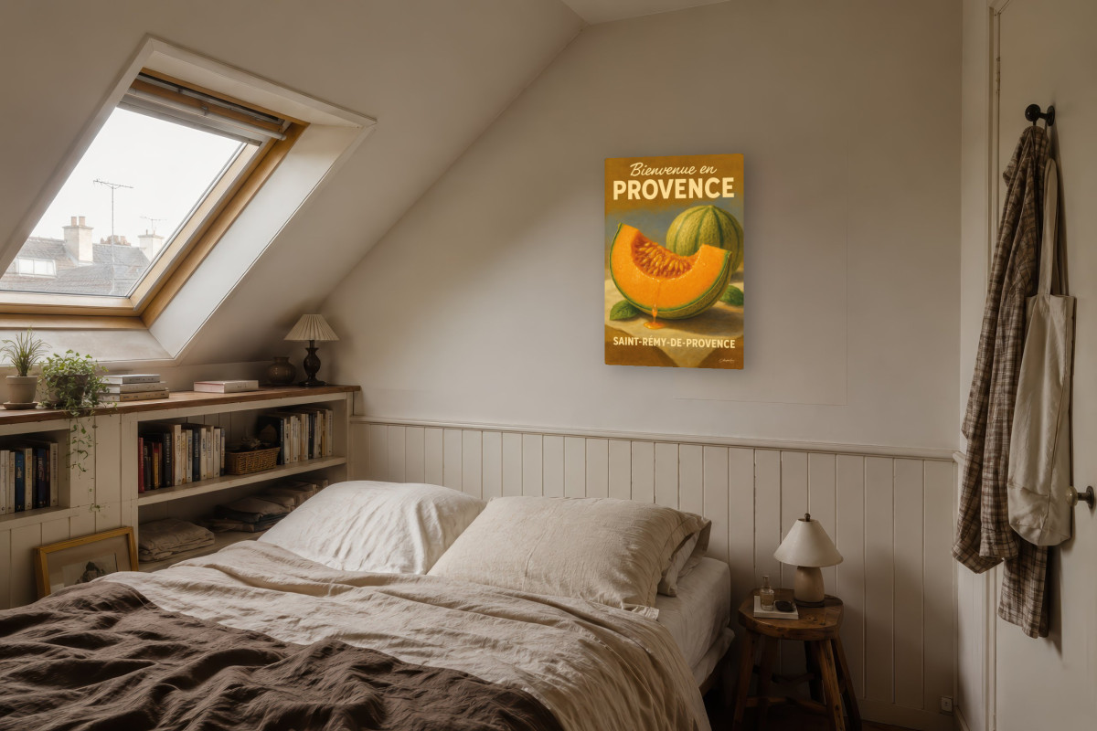 V04-08, Affiche vintage botanique - Melon de Saint-Rémy - Chair d’Été