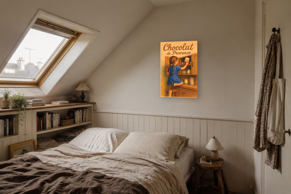 V04-08, Affiche vintage gourmandise - Chocolat de Provence - L’envie gourmande