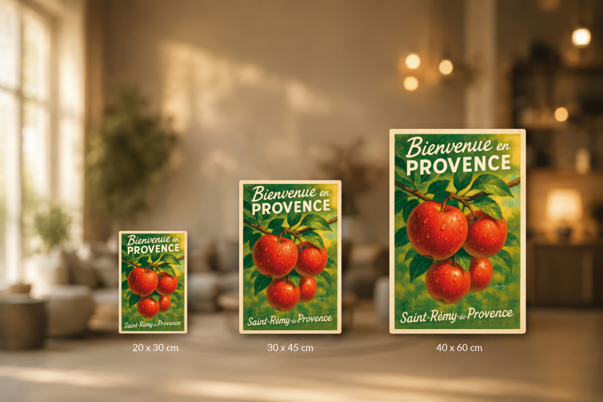 Collection 40x60, Affiche vintage botanique - Pommes d’automne - Rouge des vergers provençaux
