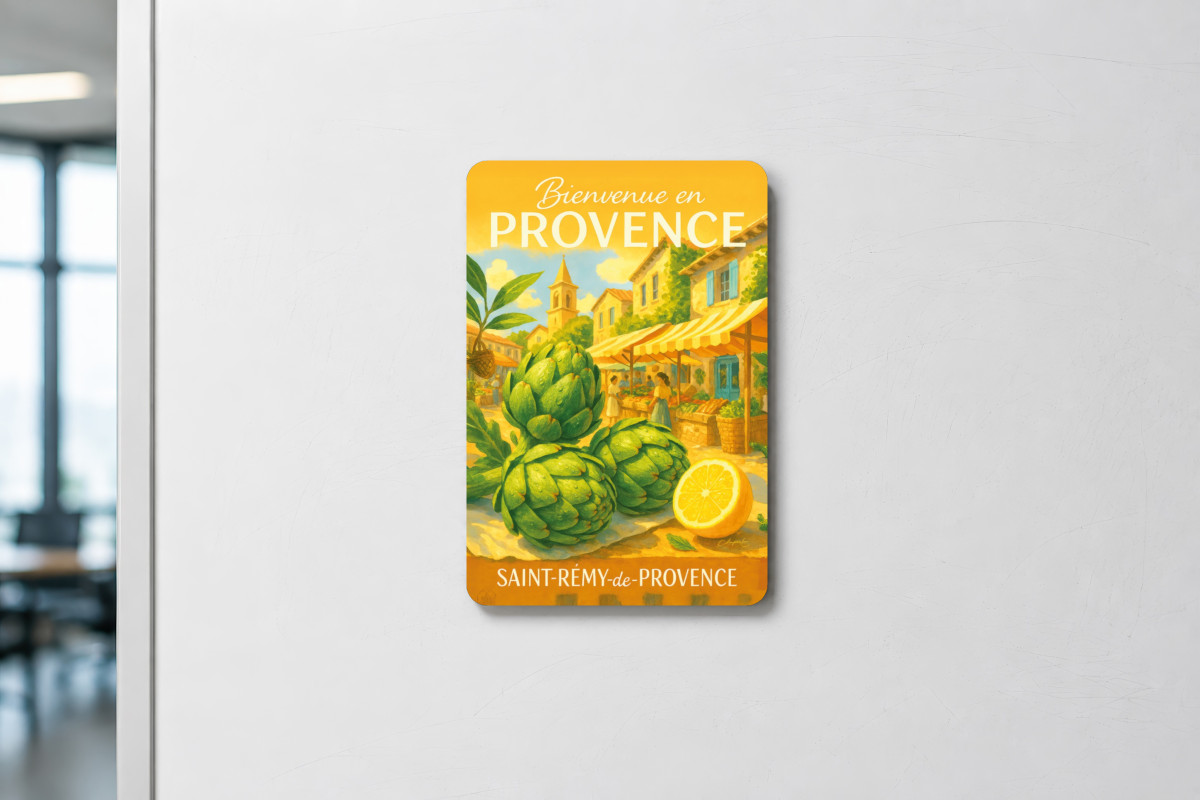 Mockup magnet 09 — Magnet Légumes du marché – Artichaut de Saint-Rémy