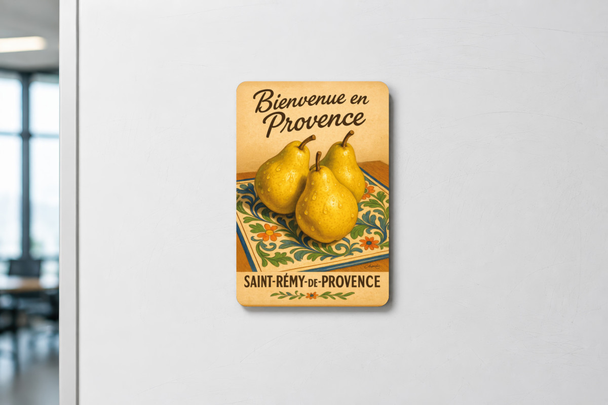Mockup magnet 09 — Magnet Douceur d’automne – Poire dorée de Provence