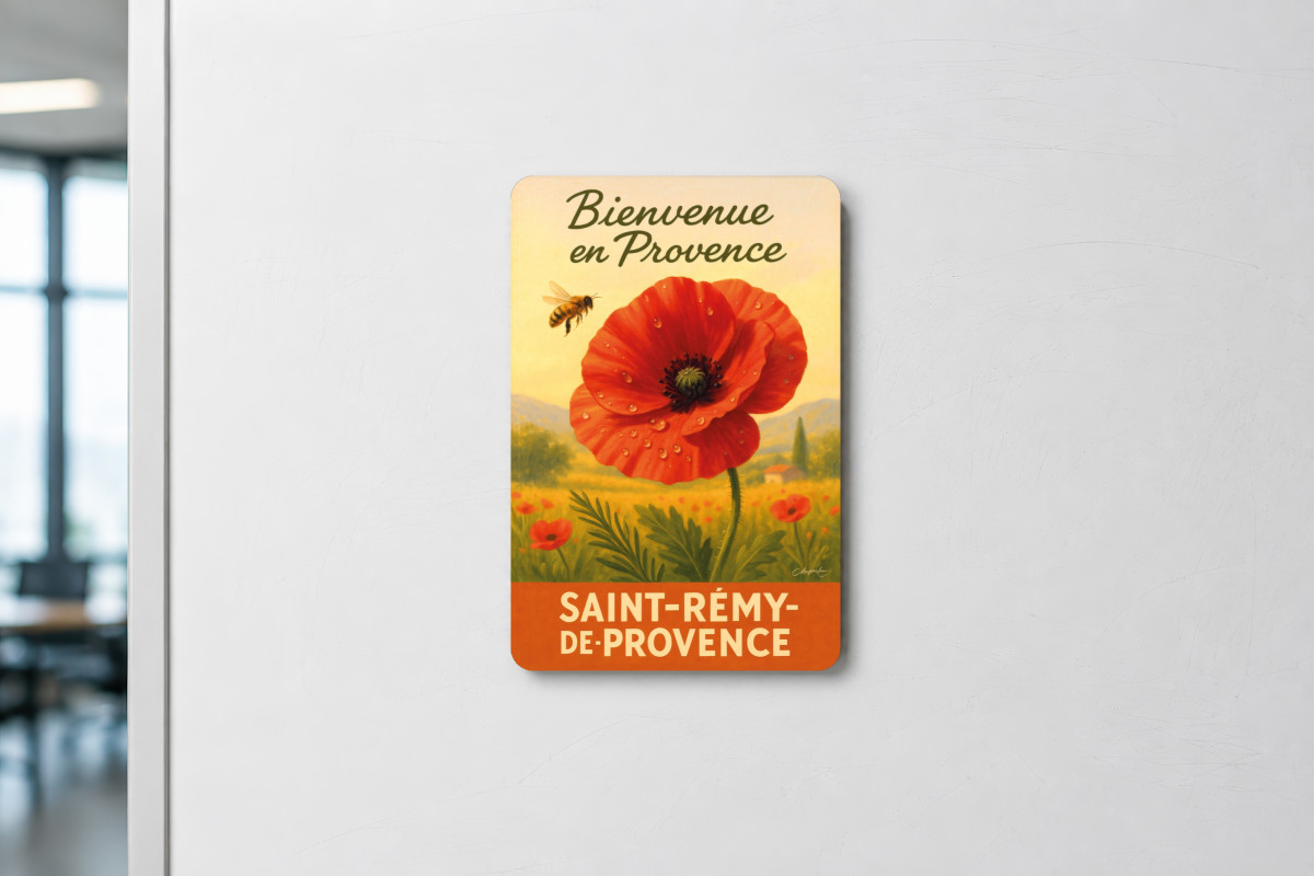 Mockup magnet 09 — Magnet Matin rouge – Coquelicot en Provence