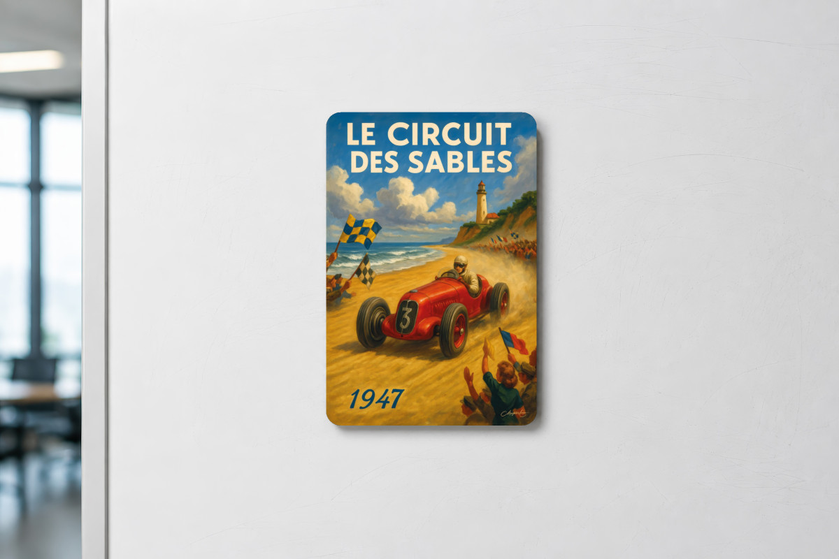 Mockup magnet 09 — Magnet Les Bolides de la Plage – 1947