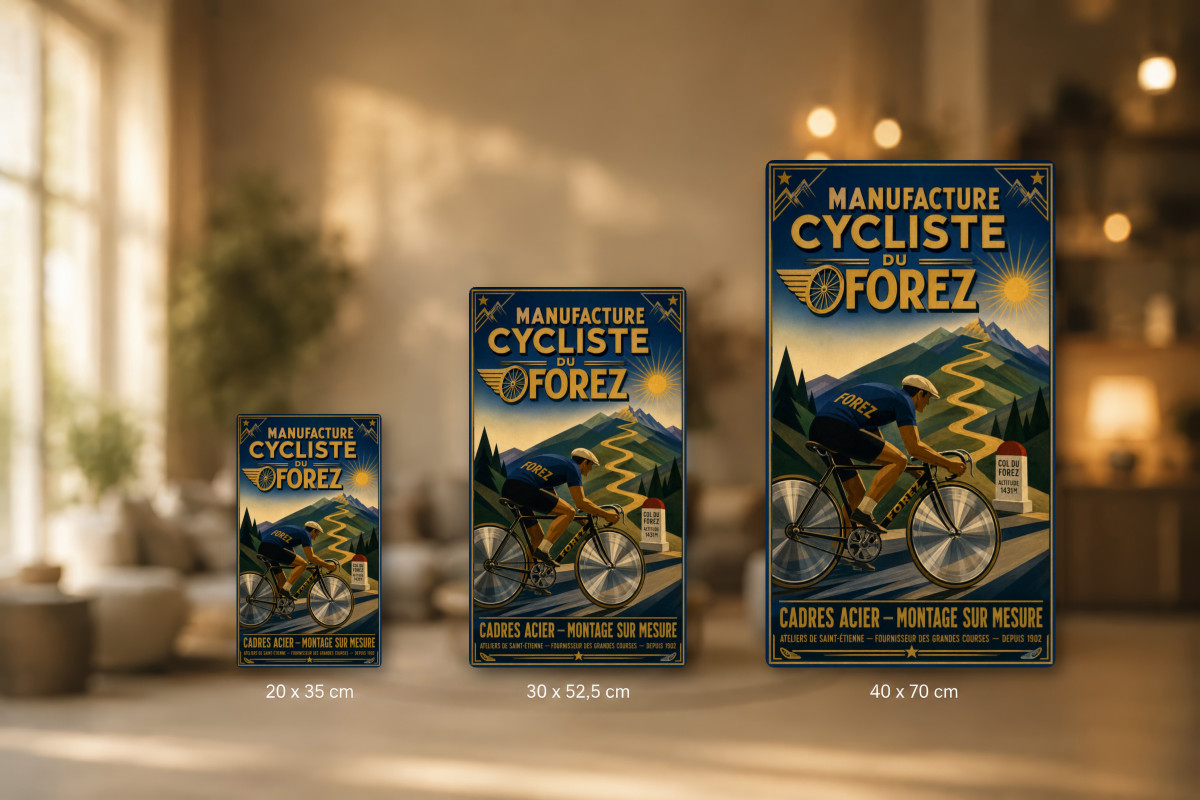 Plaques - décors mêlés #1, Affiche vintage vélo - Manufacture Cycliste du Forez