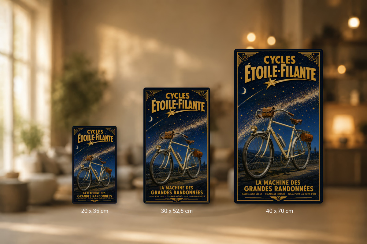 Plaques - décors mêlés #1, Affiche vintage vélo - Cycles Étoile-Filante