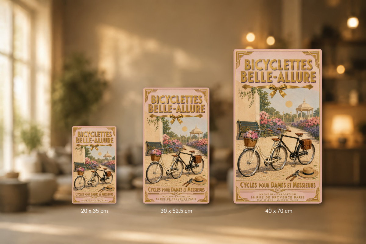 Plaques - décors mêlés #1, Affiche vintage vélo - Bicyclettes Belle-Allure