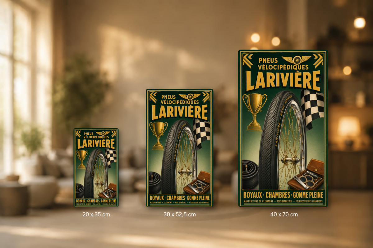 Plaques - décors mêlés #1, Affiche vintage vélo - Pneus Vélocipédiques Larivière