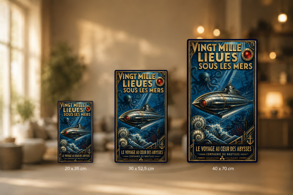 Plaques - décors mêlés #1, Affiche vintage Jules Verne - Vingt Mille Lieues sous les Mers