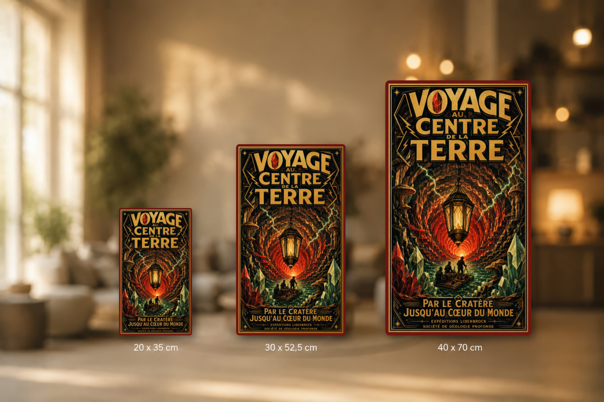 Plaques - décors mêlés #1, Affiche vintage Jules Verne - Voyage au Centre de la Terre
