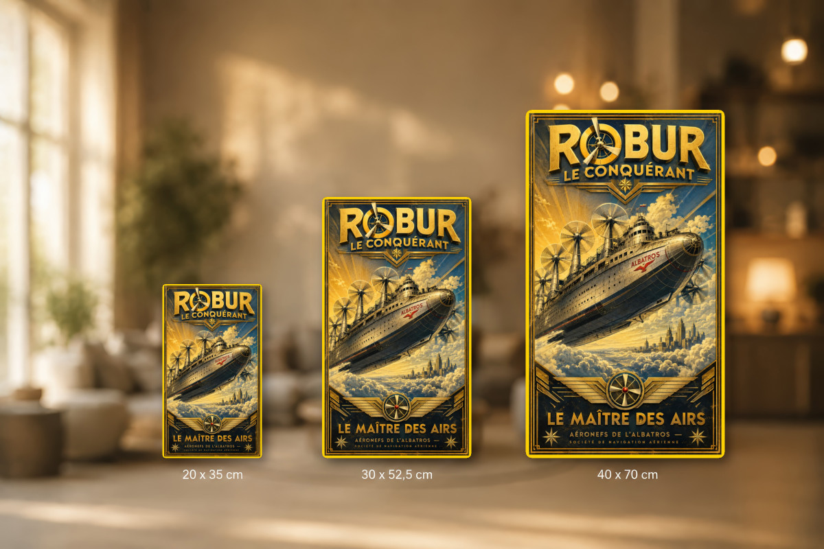 Plaques - décors mêlés #1, Affiche vintage Jules Verne - Robur le Conquérant