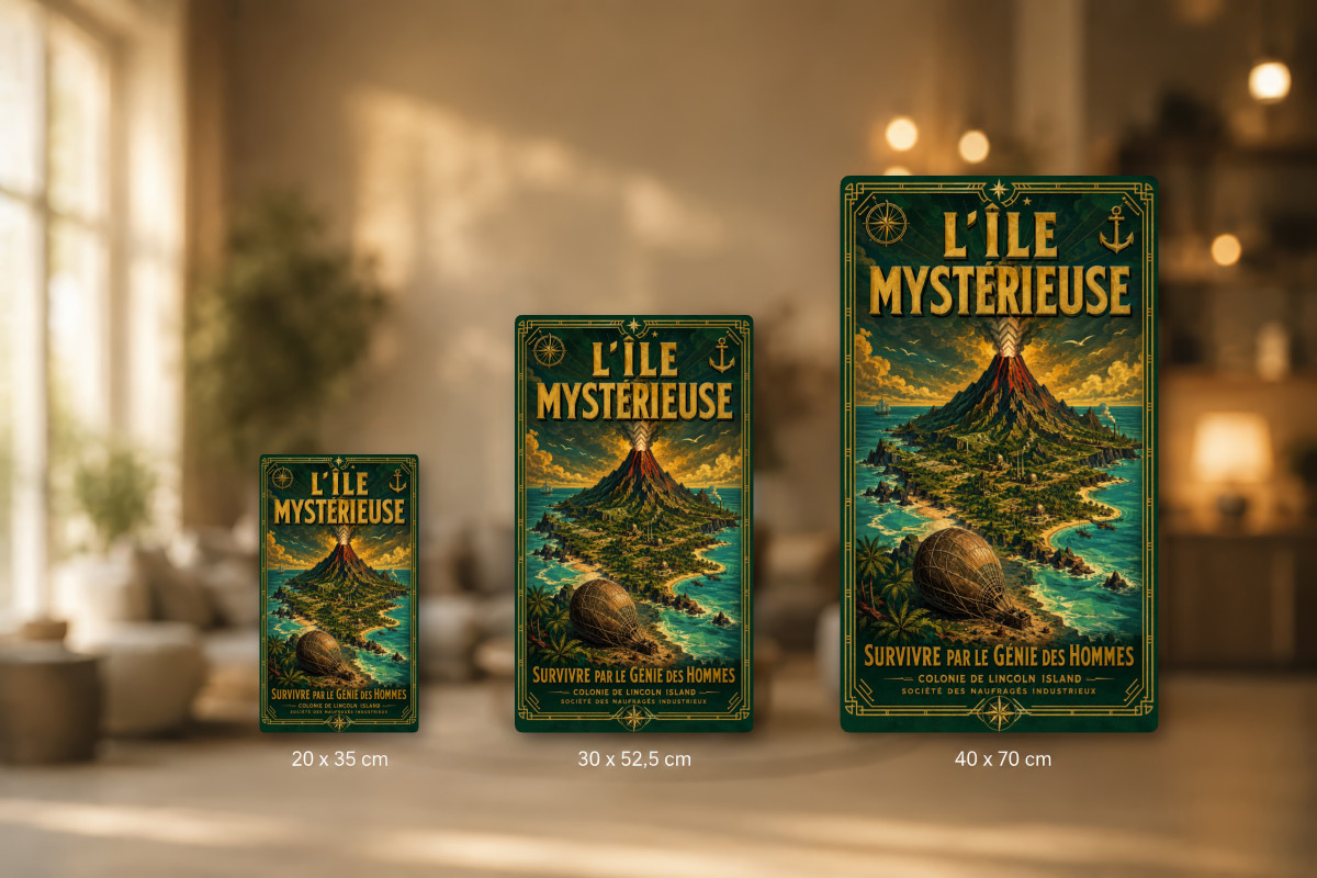 Plaques - décors mêlés #1, Affiche vintage Jules Verne - L’Île Mystérieuse