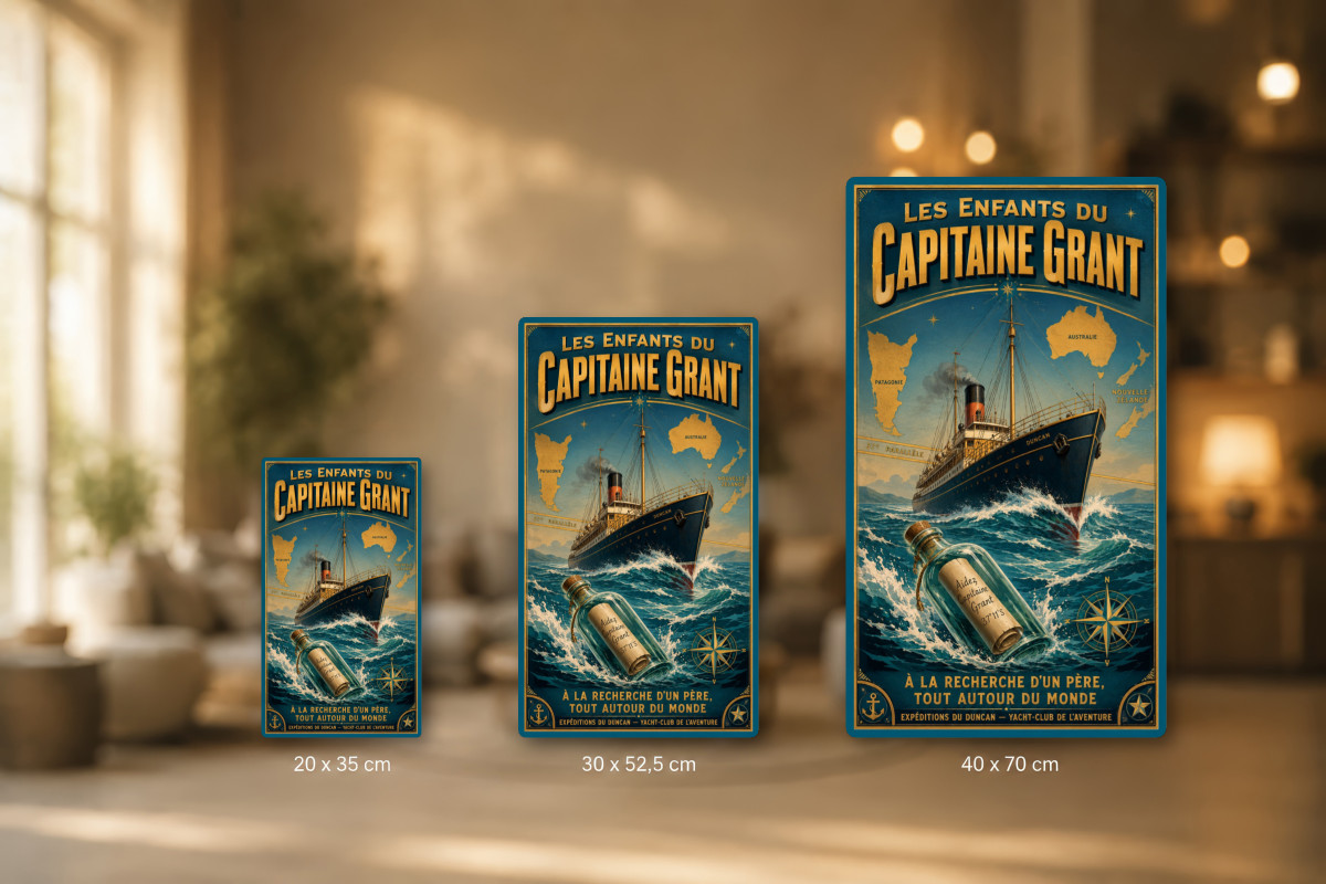 Plaques - décors mêlés #1, Affiche vintage Jules Verne - Les Enfants du Capitaine Grant