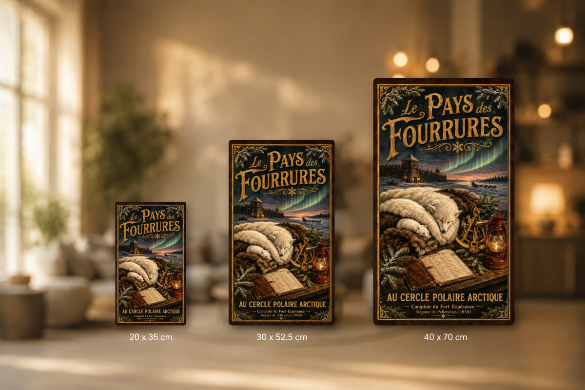 Plaques - décors mêlés #1, Affiche vintage Jules Verne - Le Pays des Fourrures