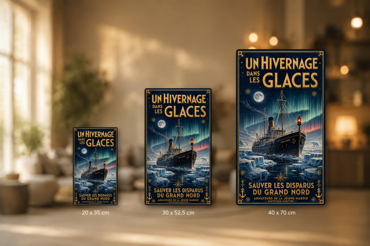 Plaques - décors mêlés #1, Affiche vintage Jules Verne - Un Hivernage dans les Glaces