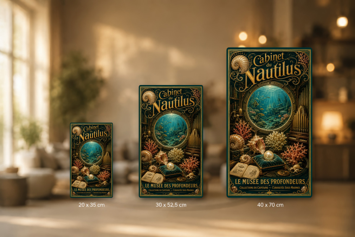 Plaques - décors mêlés #1, Affiche vintage Jules Verne - Cabinet du Nautilus