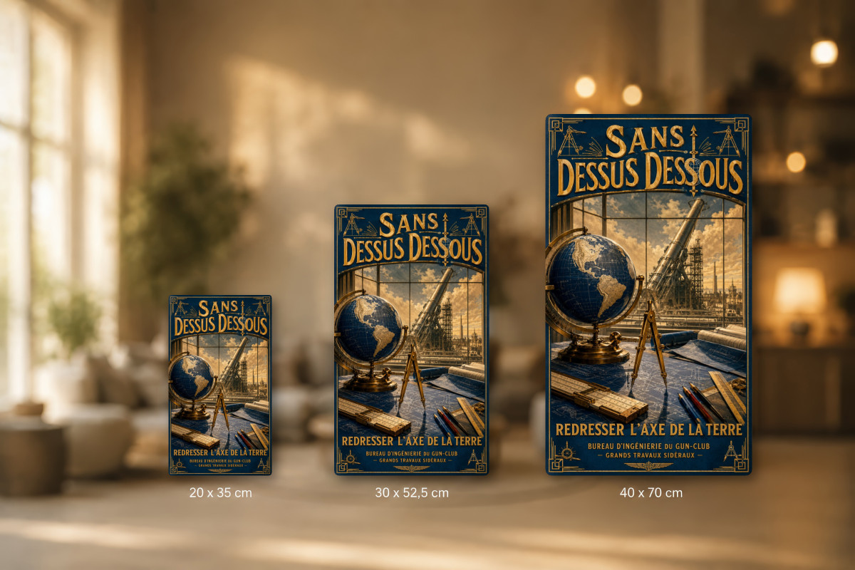 Plaques - décors mêlés #1, Affiche vintage Jules Verne - Sans Dessus Dessous
