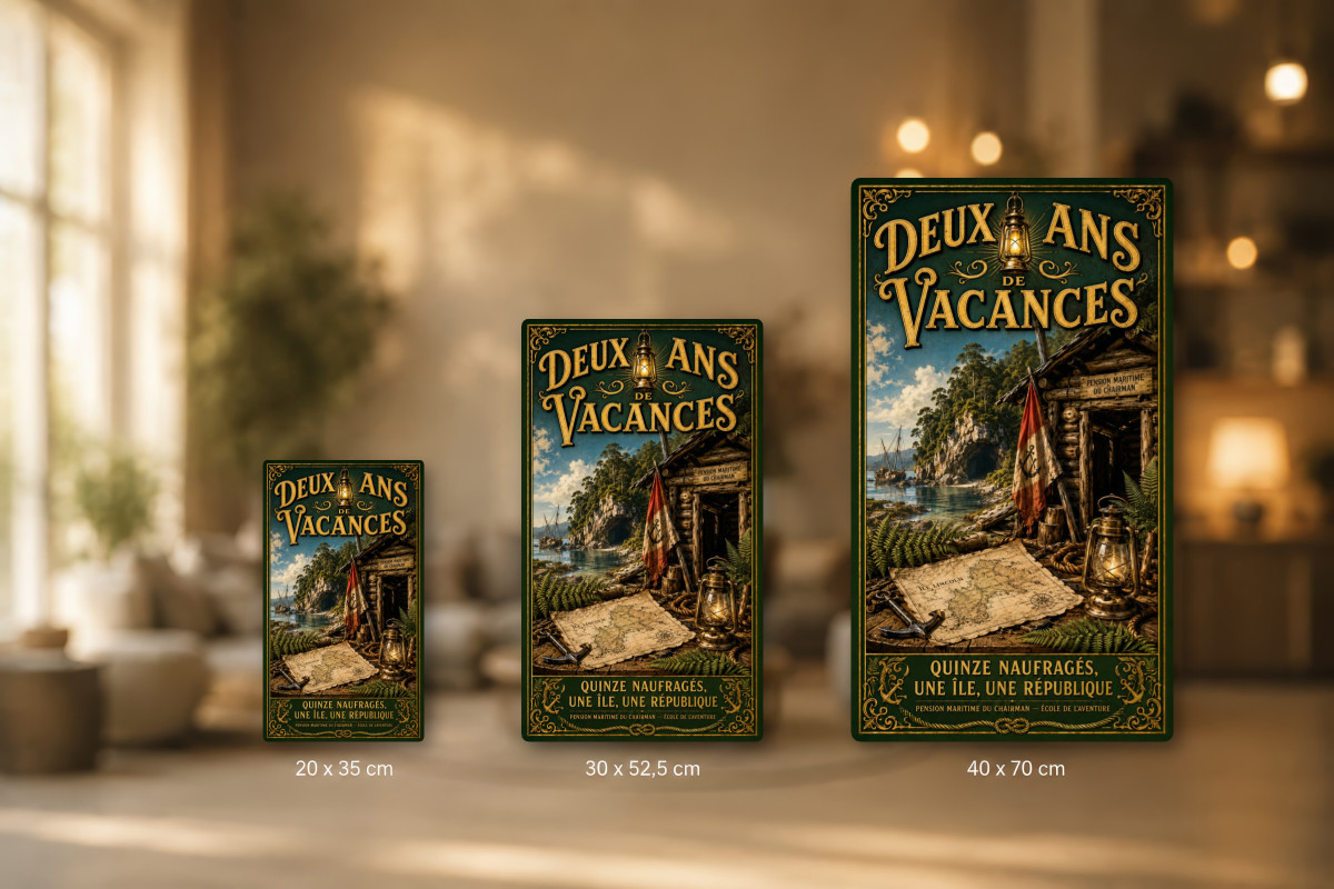 Plaques - décors mêlés #1, Affiche vintage Jules Verne - Deux Ans de Vacances