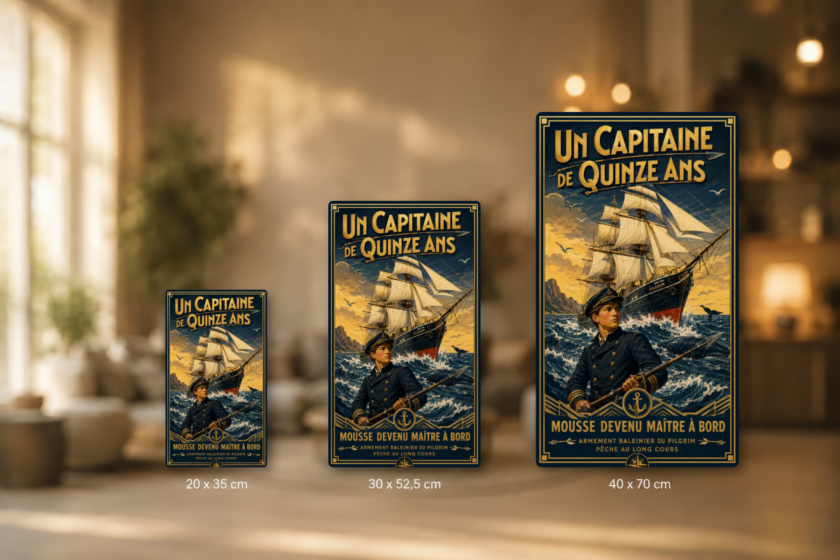 Plaques - décors mêlés #1, Affiche vintage Jules Verne - Un Capitaine de Quinze Ans
