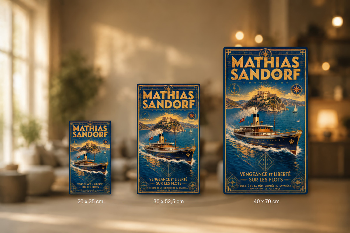 Plaques - décors mêlés #1, Affiche vintage Jules Verne - Mathias Sandorf