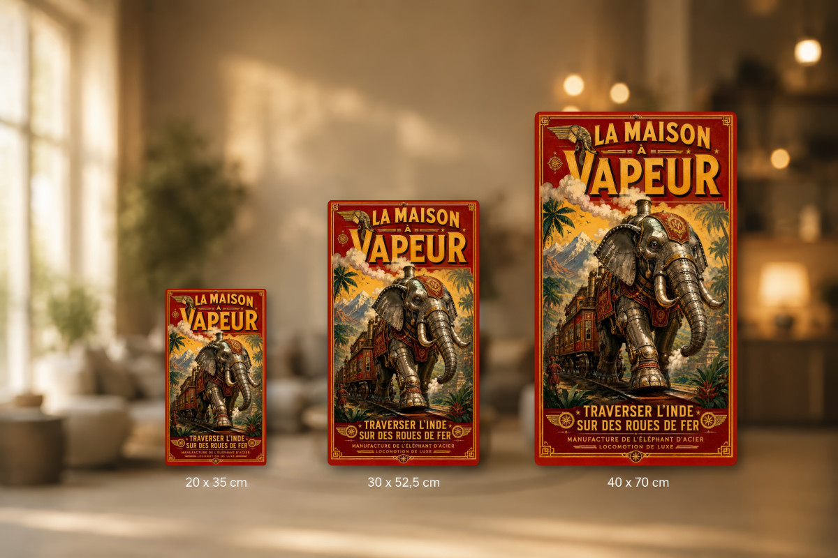 Plaques - décors mêlés #1, Affiche vintage Jules Verne - La Maison à Vapeur