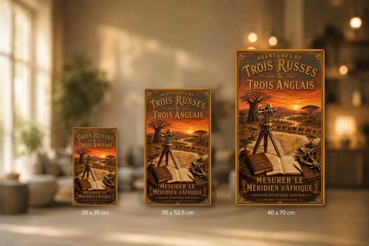 Plaques - décors mêlés #1, Affiche vintage Jules Verne - Aventures de Trois Russes et de Trois Anglais