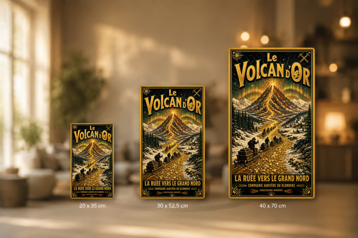 Plaques - décors mêlés #1, Affiche vintage Jules Verne - Le Volcan d’Or