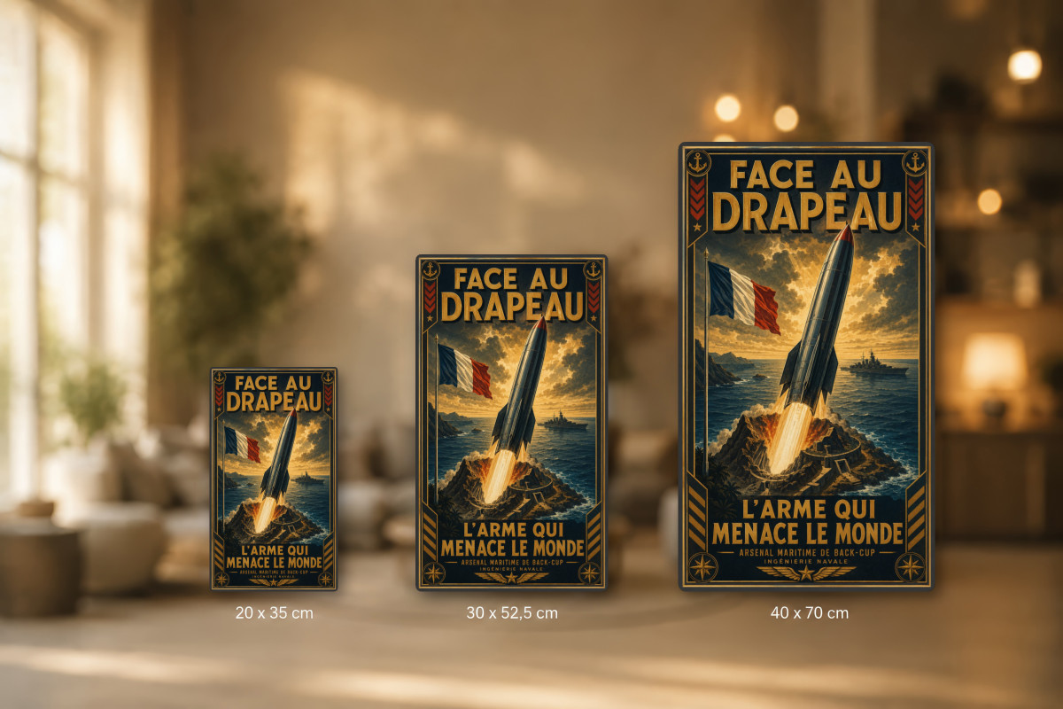 Plaques - décors mêlés #1, Affiche vintage Jules Verne - Face au Drapeau