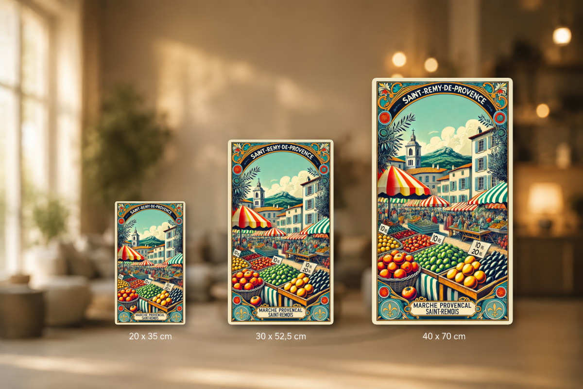 Plaques - décors mêlés #1, Affiche vintage Provence - Marché en Provence : Saveurs et Couleurs de Saint-Rémy