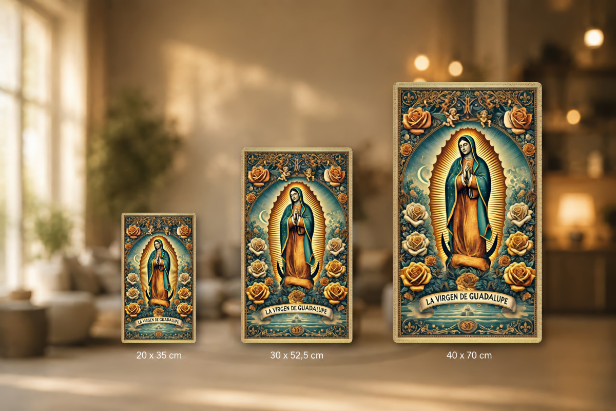 Plaques - décors mêlés #1, Affiche vintage spiritualité - La Virgen de Guadalupe : Lumière et Dévotion Éternelle