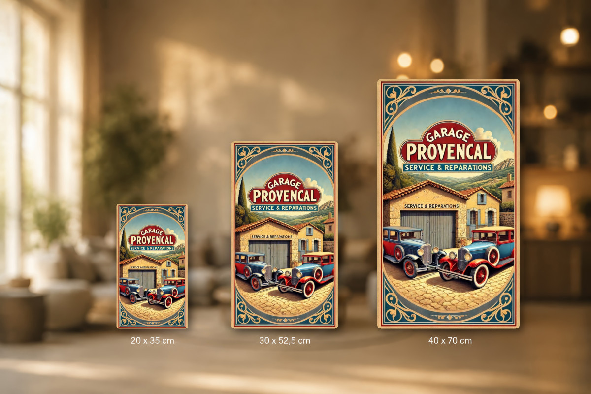 Plaques - décors mêlés #1, Affiche vintage Provence - Garage Provençal - Service et Réparations Vintage